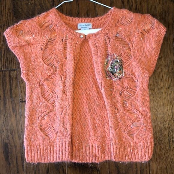 Guess orange short sleeve knit sweater with clasp - Picture 1 of 3